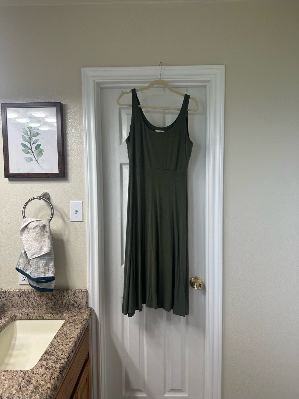 LOFT Olive Green Scoop-Neck Midi Dress